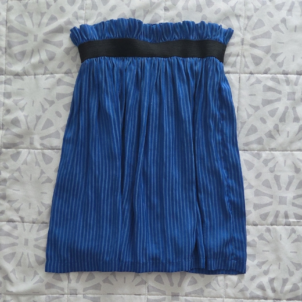 Blue Stripped Skirt with Black Waist Band